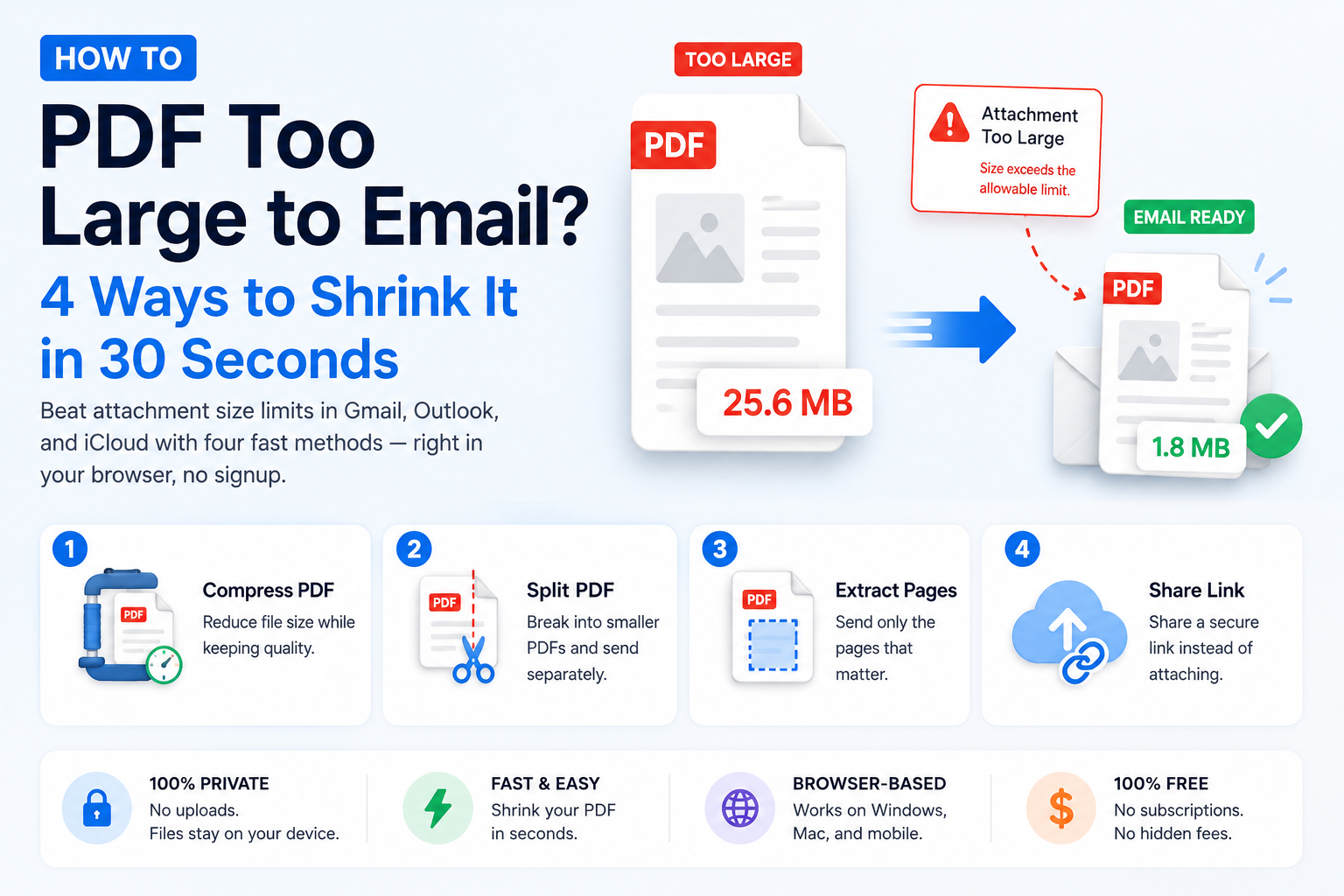 PDF Too Large to Email? 4 Ways to Shrink It in 30 Seconds